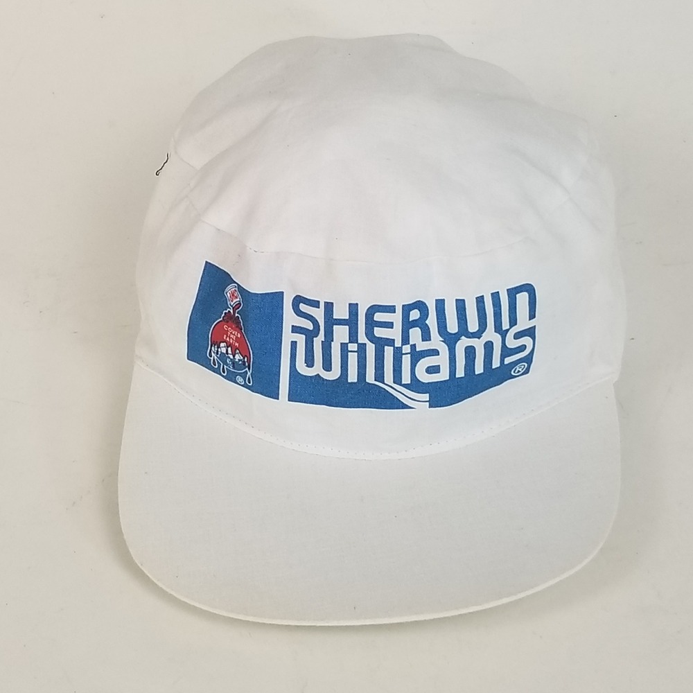 Sherwin Williams Painter Hat Mens OS White Cover The Earth Logo Elastic Back Cap